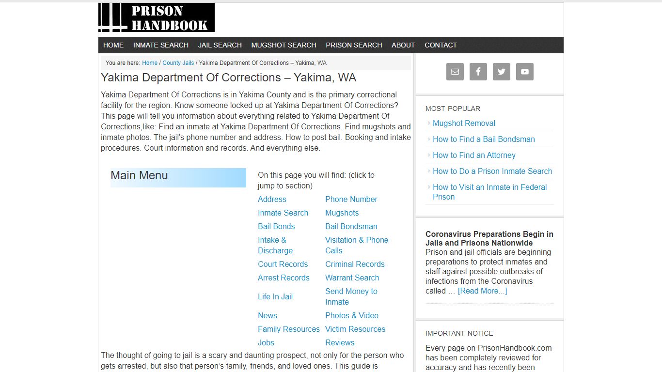 Yakima Department Of Corrections – Yakima, WA - Prison Handbook